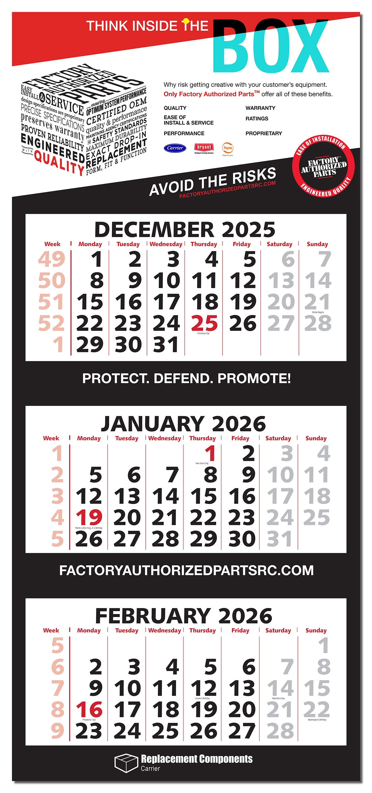 Three Month At A Glance Four Panel Calendar European Style 