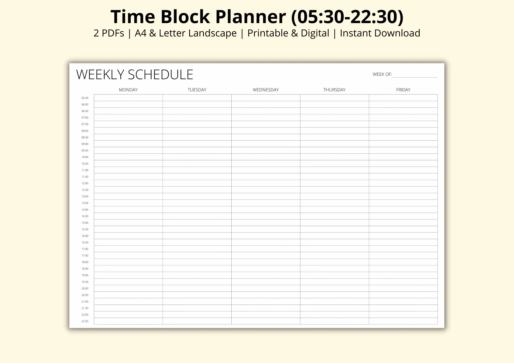 Free Landscape Printable Weekly Calendar With Time