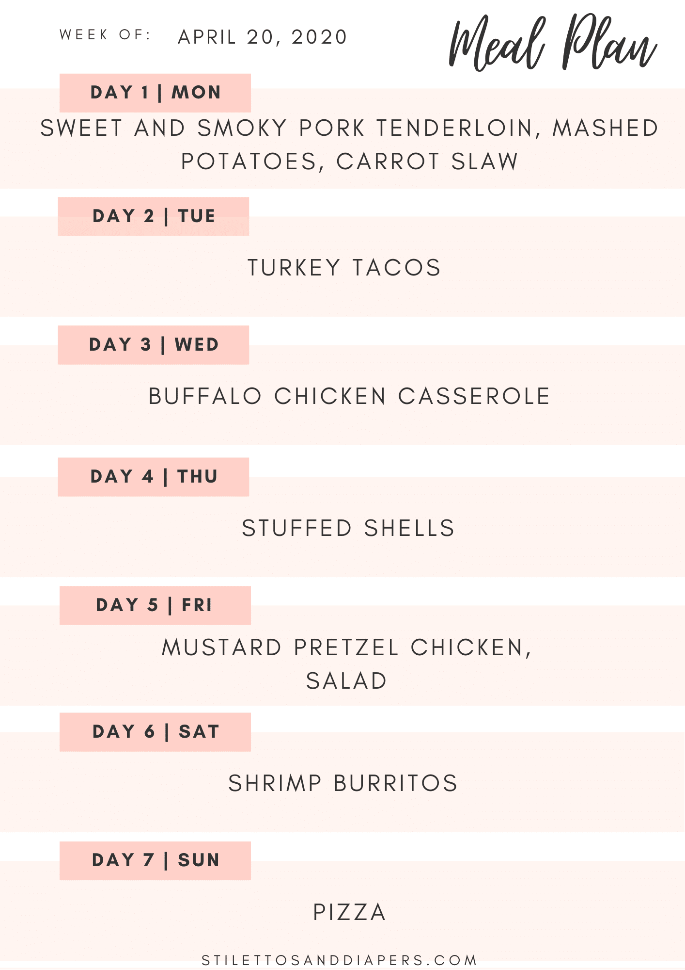 Printable Meal Train Calendar