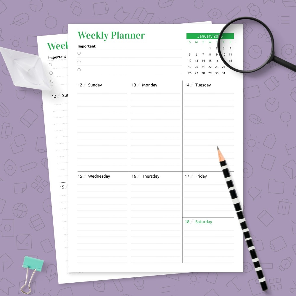 Weekly Calendar Templates Download Printable PDF