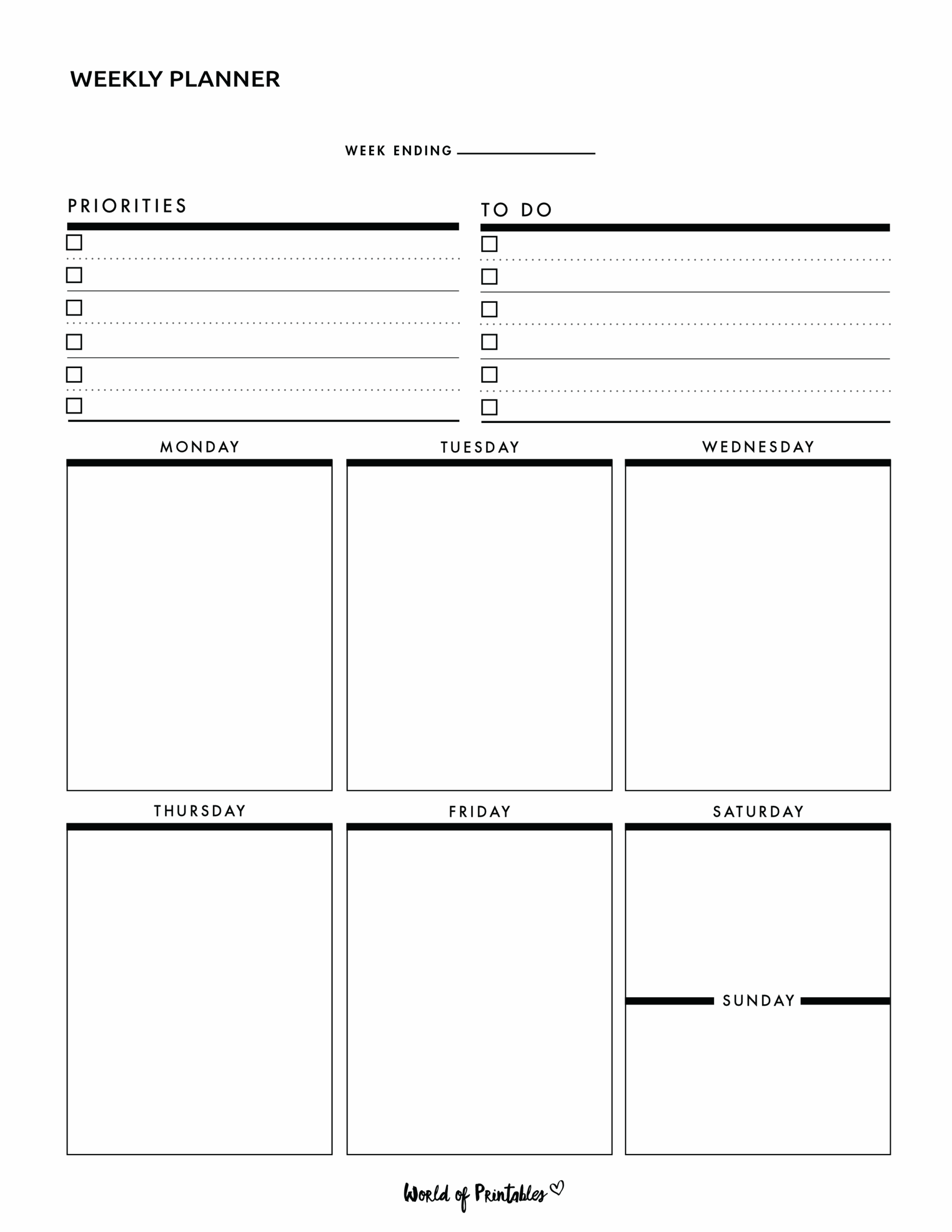 Weekly Planner Templates World Of Printables