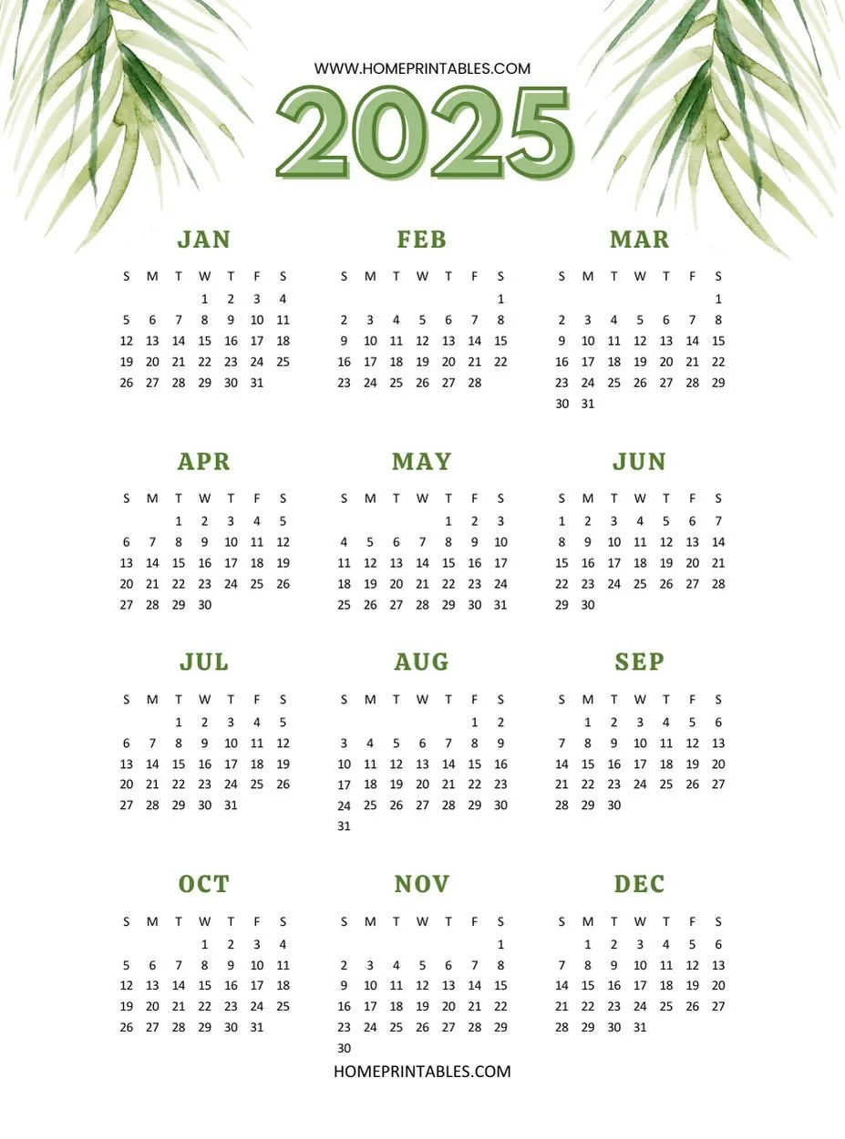 2025 Yearly Printable School Year Calendar