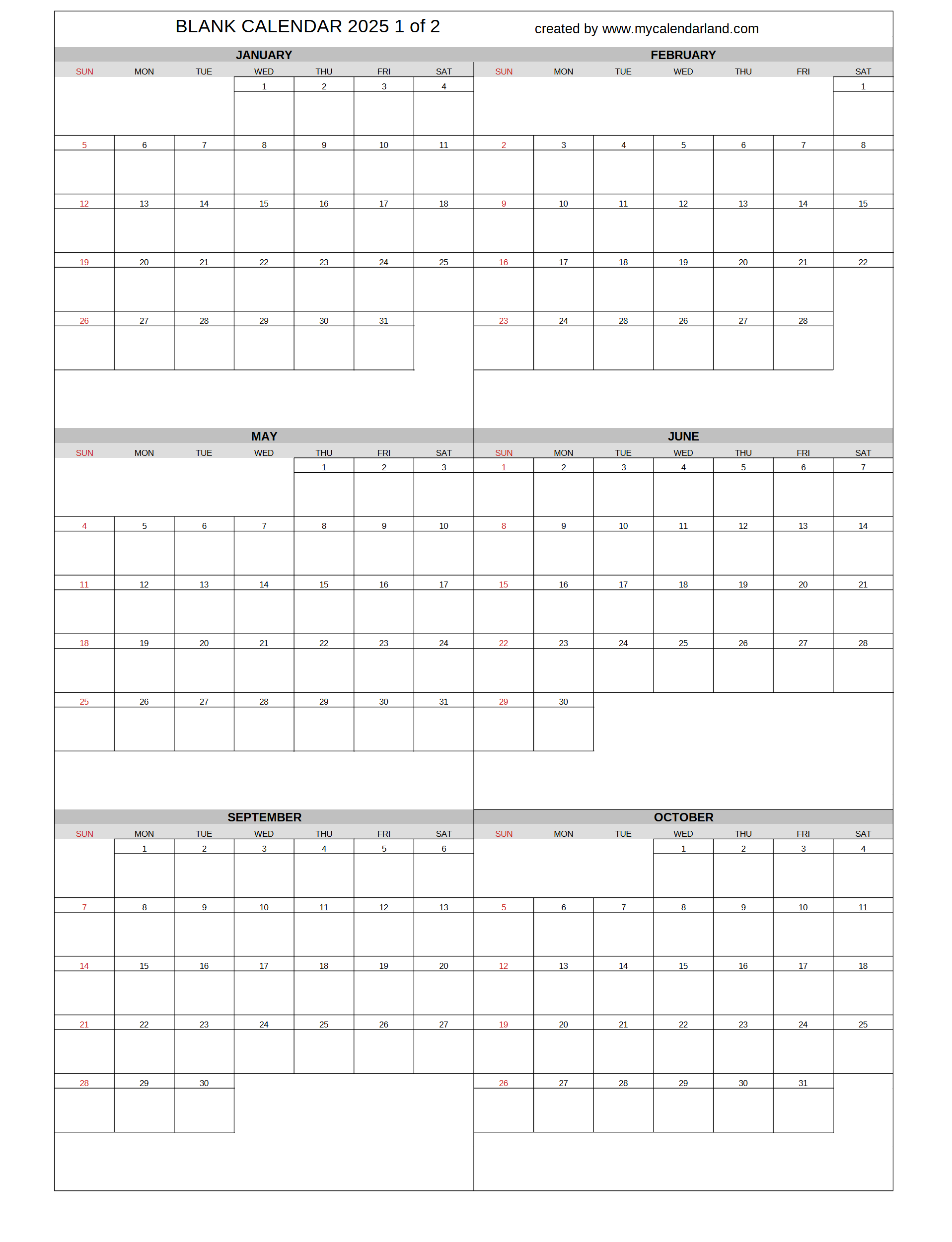 yearly printable calendars for free my calendar land
