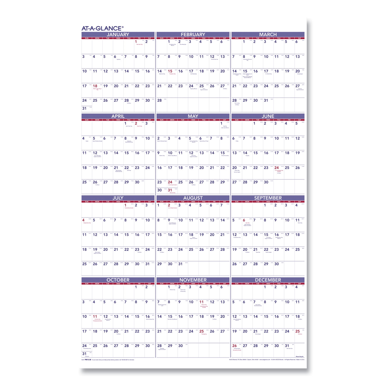 Yearly Calendar 2025 Printable With Holidays