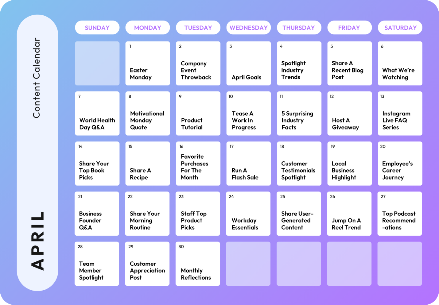 Your April 2025 Social Media Planner Plann By Linktree